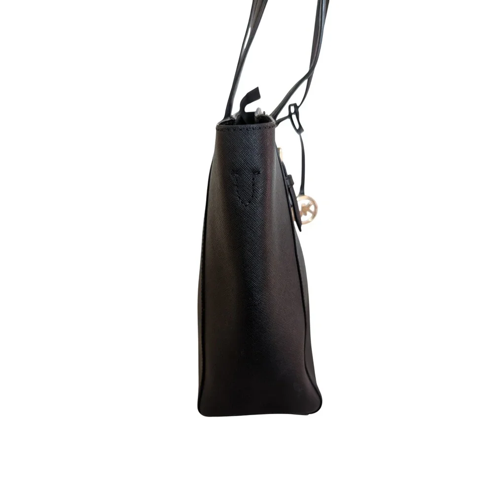 Michael Kors Black Saffiano Leather Tote Bag Gold Tone‎ Hardware Zip Top